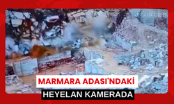 Marmara Adası'ndaki heyelan kamerada