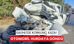 Salihli’de tır otomobile arkadan çarptı: Sürücü ölümden döndü