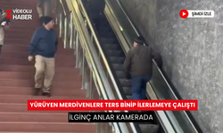 Yürüyen merdivenlere ters binip ilerlemeye çalıştı... İlginç anlar kamerada