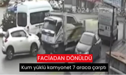 Kum yüklü kamyonet 7 araca çarptı: 2 yaralı