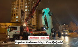 Takla atan otomobilinin kapıları zarar görmesin diye vinç getirtti