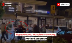 İki grup arasında tekmeli yumruklu kavga: O anlar kamerada