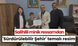 Salihlili minik ressamdan 'Sürdürülebilir Şehir' temalı resim