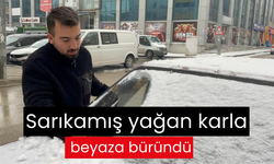 Sarıkamış yağan karla beyaza büründü