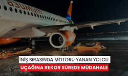 İniş sırasında motoru yanan yolcu uçağına rekor sürede müdahale