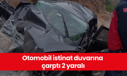 Otomobil istinat duvarına çarptı 2 yaralı