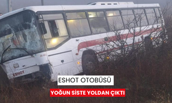 ESHOT otobüsü yoğun siste yoldan çıktı