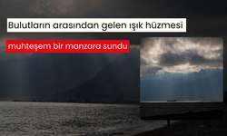 Bulutların arasından gelen ışık hüzmesi muhteşem bir manzara sundu