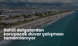 Sahili dalgalardan koruyacak duvar çalışması tamamlanıyor