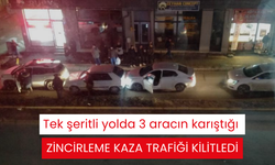 Tek şeritli yolda 3 aracın karıştığı zincirleme kaza trafiği kilitledi