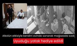 Alkolün etkisiyle kendini evinde sanarak mağazada sızdı: Uyuduğu yatak hediye edildi