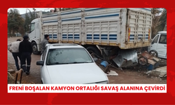 Freni boşalan kamyon ortalığı savaş alanına çevirdi