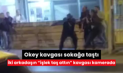 Okey kavgası sokağa taştı: İki arkadaşın 'işlek taş attın' kavgası kamerada