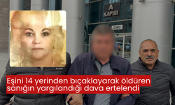 Eşini 14 yerinden bıçaklayarak öldüren sanığın yargılandığı dava ertelendi