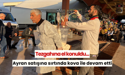 Tezgahına el konuldu... Ayran satışına sırtında kova ile devam etti