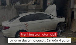 Freni boşalan otomobil binanın duvarına çarptı: 2'si ağır 4 yaralı