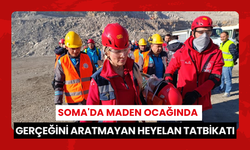 Soma'da maden ocağında gerçeğini aratmayan heyelan tatbikatı