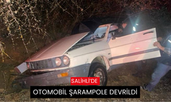 Salihli’de otomobil şarampole devrildi: 2 yaralı