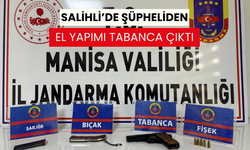 Salihli’de şüpheliden el yapımı tabanca ve mermi çıktı