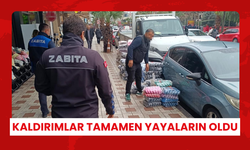 Polis ve zabıta ne varsa topladı! O ilçede kaldırımlar yayaların oldu…