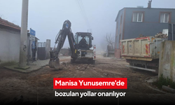 Manisa Yunusemre'de bozulan yollar onarılıyor