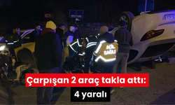 Çarpışan 2 araç takla attı: 4 yaralı