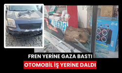 Fren yerine gaza basınca iş yerine daldı