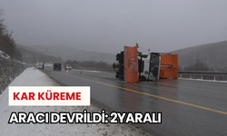 Kar küreme aracı devrildi: 2 yaralı