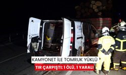 Kamyonet ile tomruk yüklü tır çarpıştı: 1 ölü, 1 yaralı