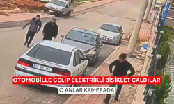 Otomobille geldiler, elektrikli bisikleti çaldılar; Hırsızlık anbean kamerada