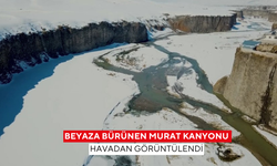 Beyaza bürünen Murat Kanyonu havadan görüntülendi