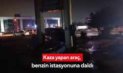 Kaza yapan araç, benzin istasyonuna daldı