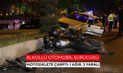 Alkollü otomobil sürücüsü motosiklete çarptı: 1 ağır, 3 yaralı