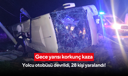 Gece yarısı korkunç kaza: Yolcu otobüsü devrildi, 28 kişi yaralandı!