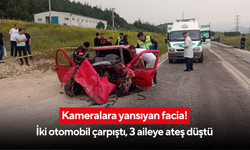 Kameralara yansıyan facia! İki otomobil çarpıştı, 3 aileye ateş düştü