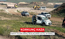 Korkunç kaza: Hafif ticari araç boş alana uçtu, 4 yaralı!