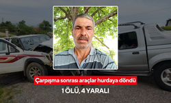 Çarpışma sonrası araçlar hurdaya döndü: 1 ölü, 4 yaralı | Korkunç trafik kazası güvenlik kamerasında!