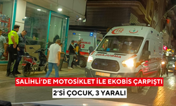 Salihli’de motosiklet ile ekobis çarpıştı: 2’si çocuk, 3 yaralı