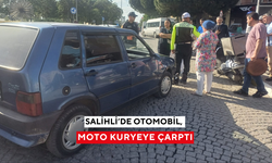 Salihli’de otomobil, moto kuryeye çarptı: 1 yaralı