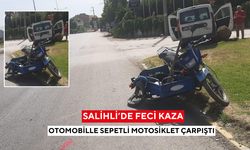 Salihli’de otomobille sepetli motosiklet çarpıştı: 1 ağır yaralı