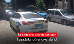 Salihli’de okul önünde korkutan kazada bir öğrenci yaralandı