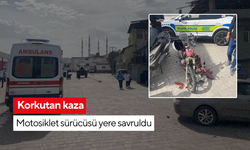 Yeni kapalı pazar yeri önünde kaza... Motosiklet sürücüsü hastaneye kaldırıldı