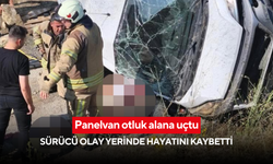 Panelvan otluk alana uçtu: Sürücü olay yerinde hayatını kaybetti