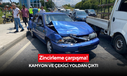 Zincirleme çarpışma! Kamyon ve çekici yoldan çıktı