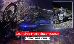 Salihli’de kontrolden çıkan motosiklet devrildi: 2 ağır yaralı