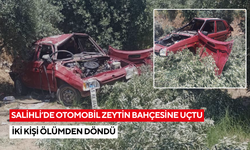 Salihli’de yürekleri ağza getiren kaza: Otomobil hurdaya döndü, 2 kişi yaralandı