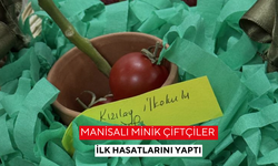 Manisalı minik çiftçiler ilk hasatlarını yaptı