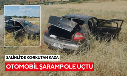 Salihli’de korkutan kaza: Otomobil şarampole uçtu