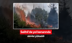 Salihli’de yol kenarında çıkan yangın söndürüldü