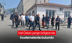 Vali Özkan Kırkağaç'ta  yangın bölgesinde incelemelerde bulundu